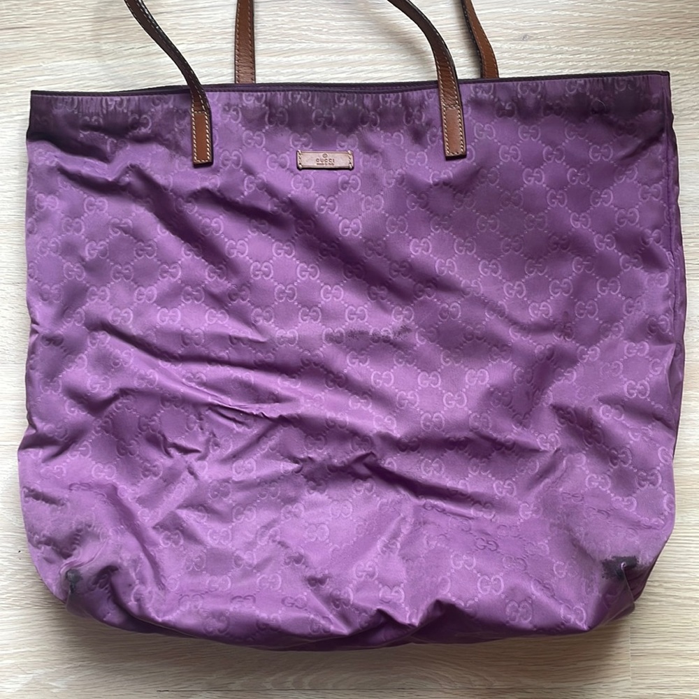 Gucci nylon tote purple